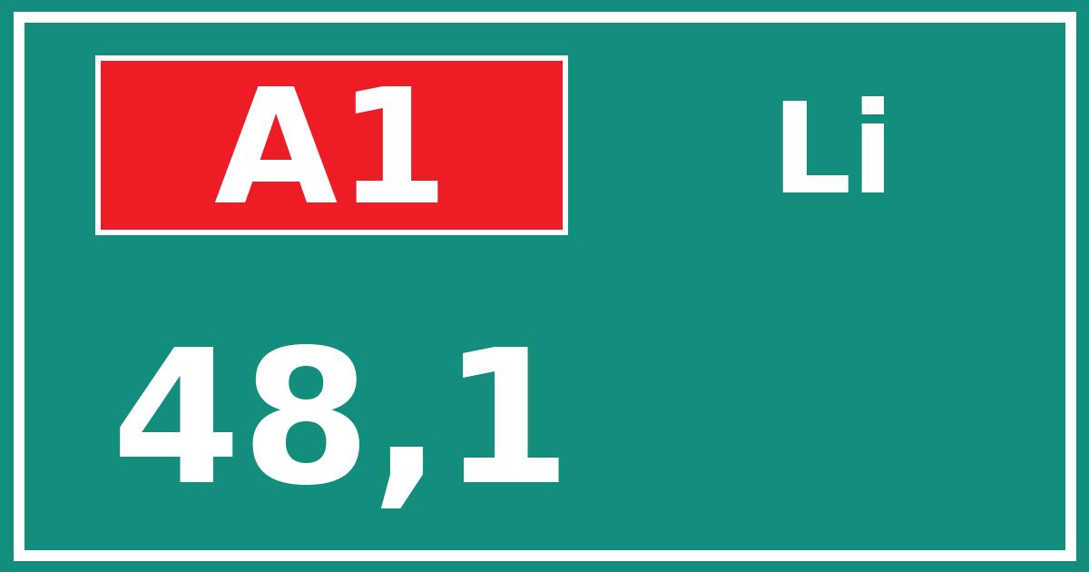Hectometerbord A1 48,1 zijde Li