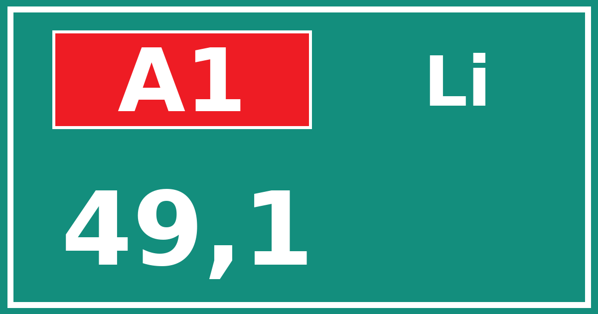 Hectometerbord A1 49,1 zijde Li