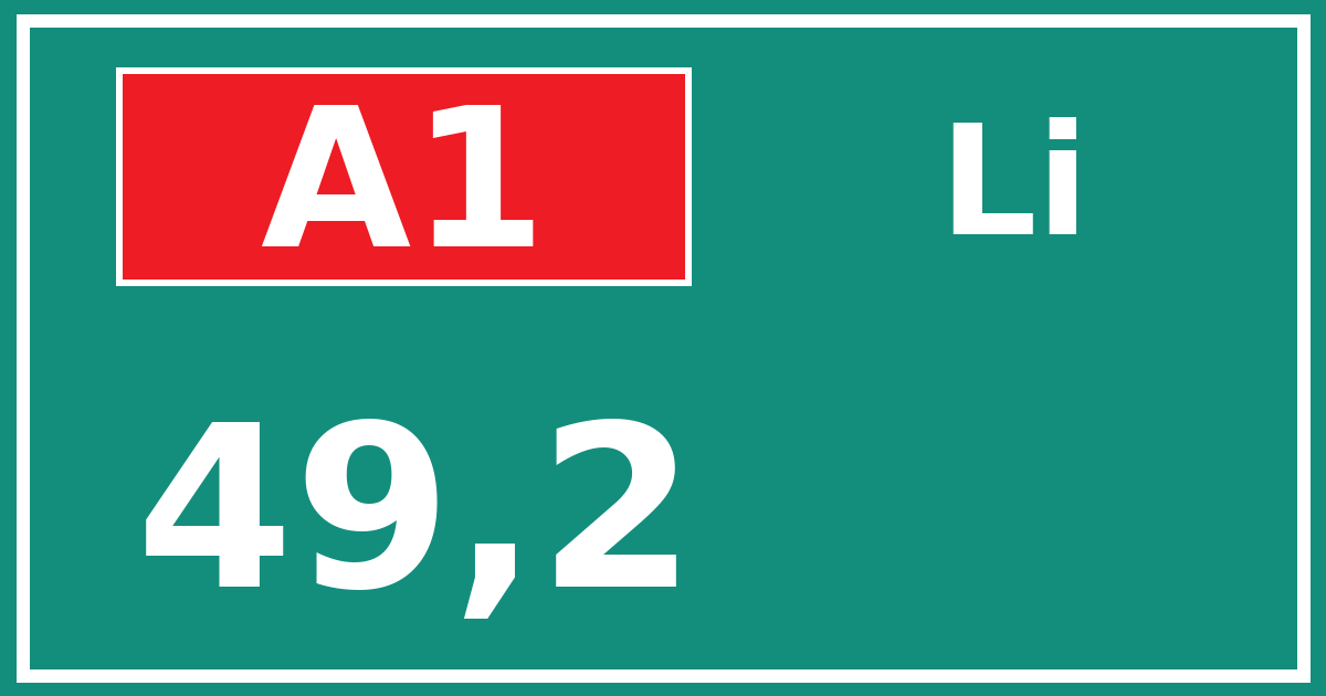 Hectometerbord A1 49,2 zijde Li