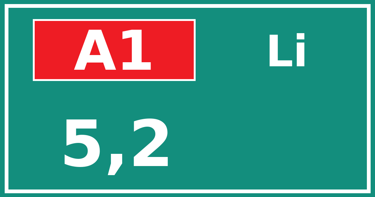 Hectometerbord A1 5,2 zijde Li