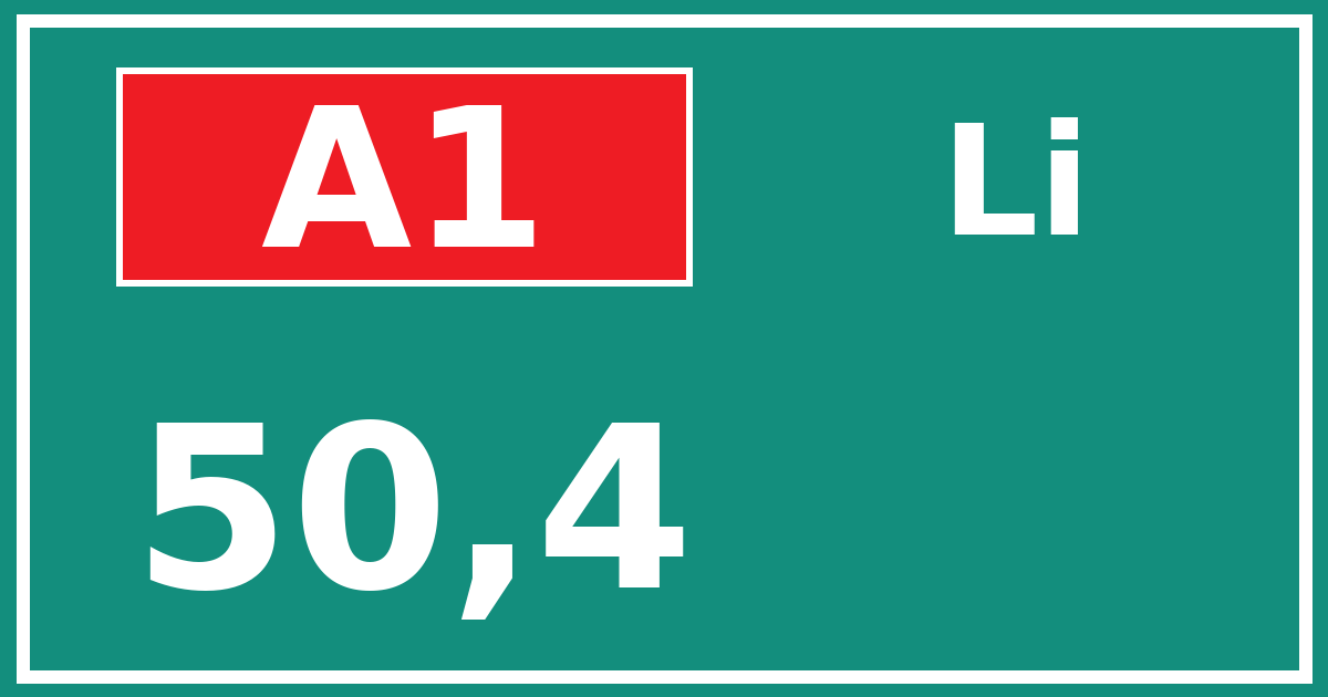 Hectometerbord A1 50,4 zijde Li