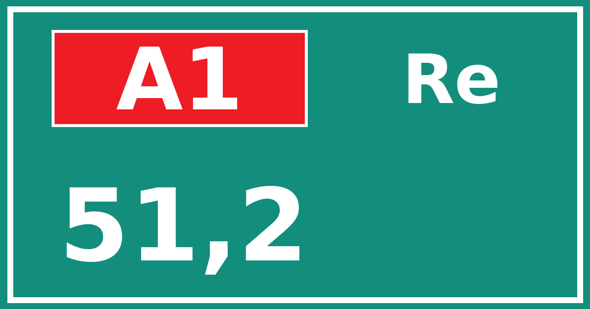 Hectometerbord A1 51,2 zijde Re