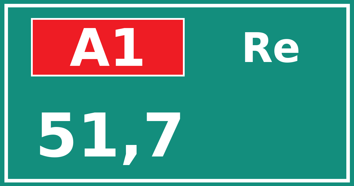 Hectometerbord A1 51,7 zijde Re
