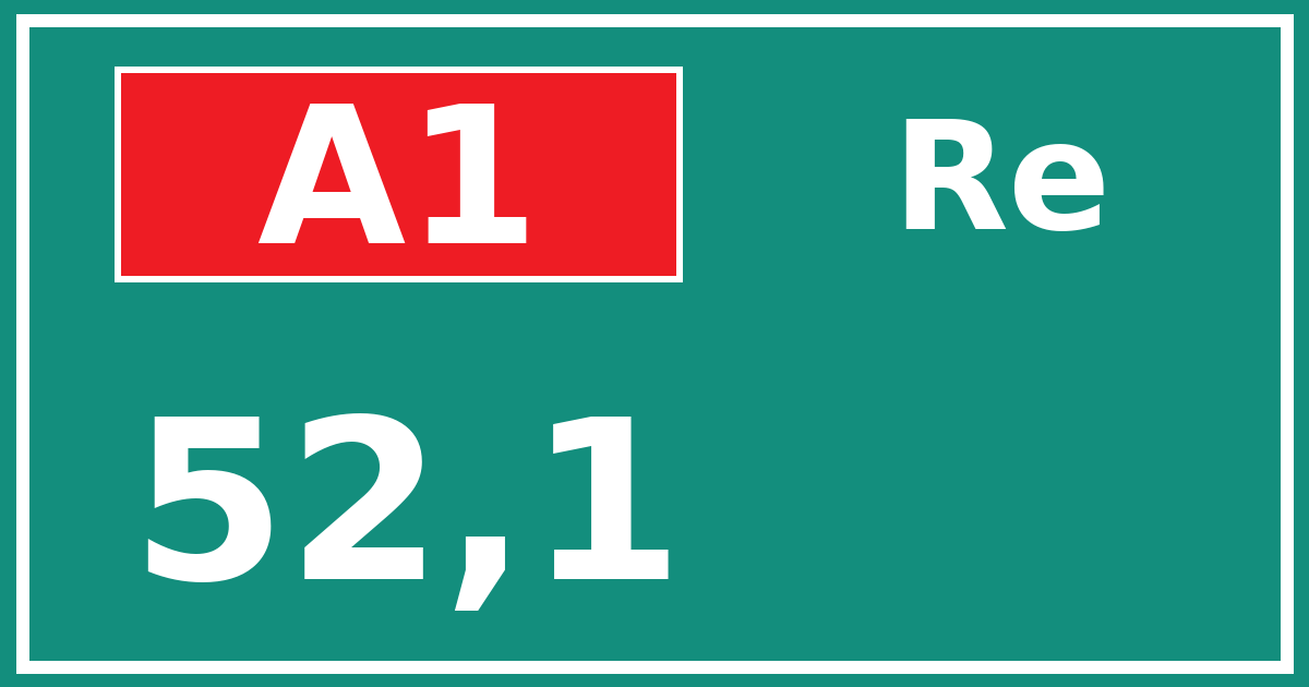 Hectometerbord A1 52,1 zijde Re