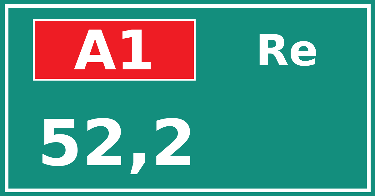 Hectometerbord A1 52,2 zijde Re