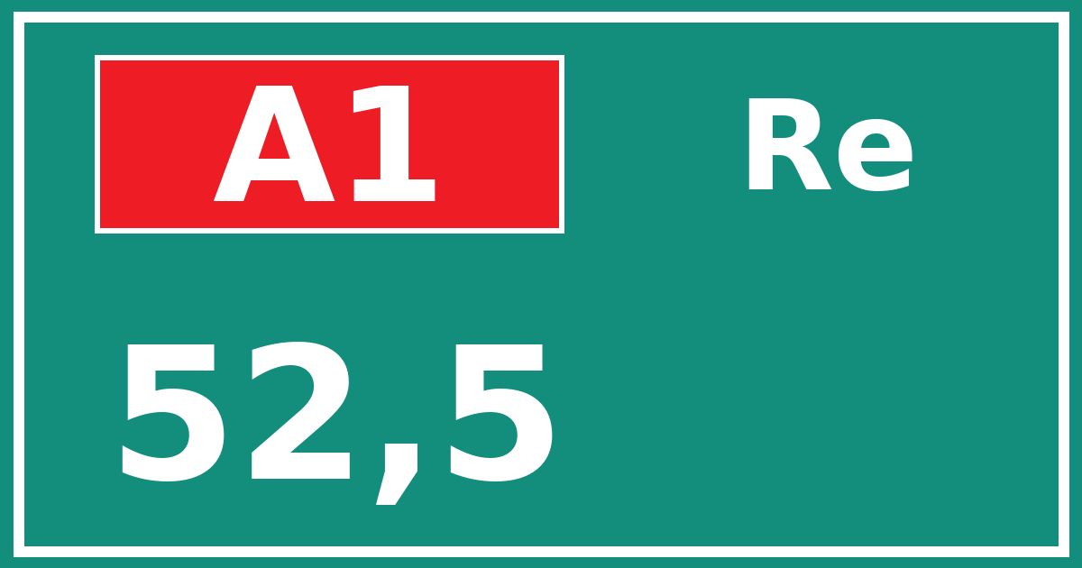 Hectometerbord A1 52,5 zijde Re