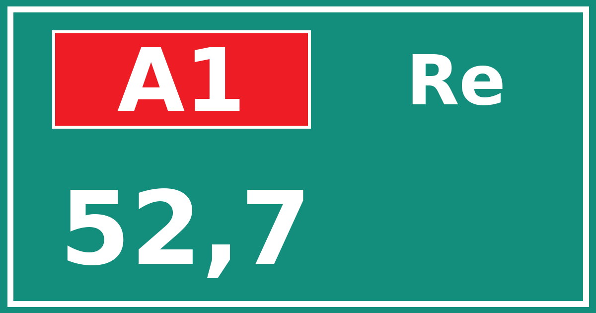 Hectometerbord A1 52,7 zijde Re