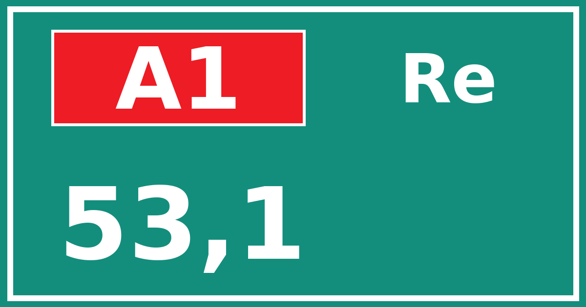 Hectometerbord A1 53,1 zijde Re