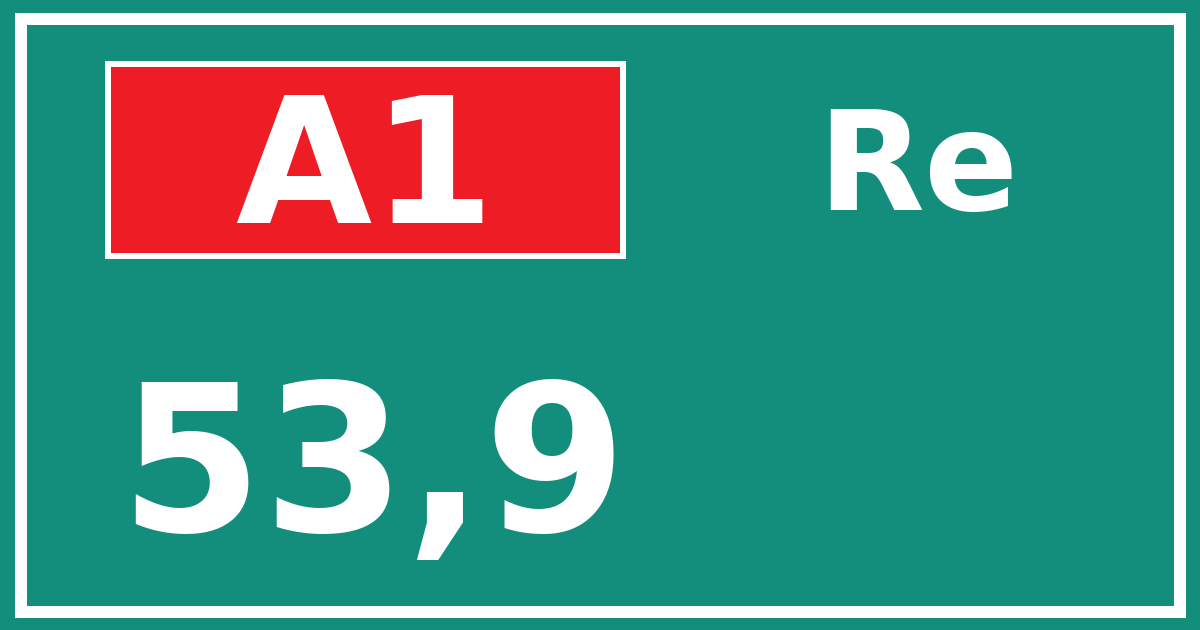 Hectometerbord A1 53,9 zijde Re