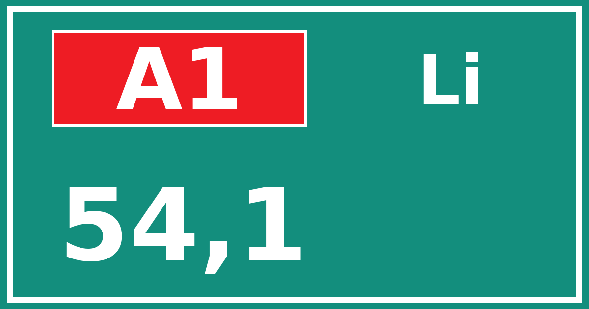 Hectometerbord A1 54,1 zijde Li