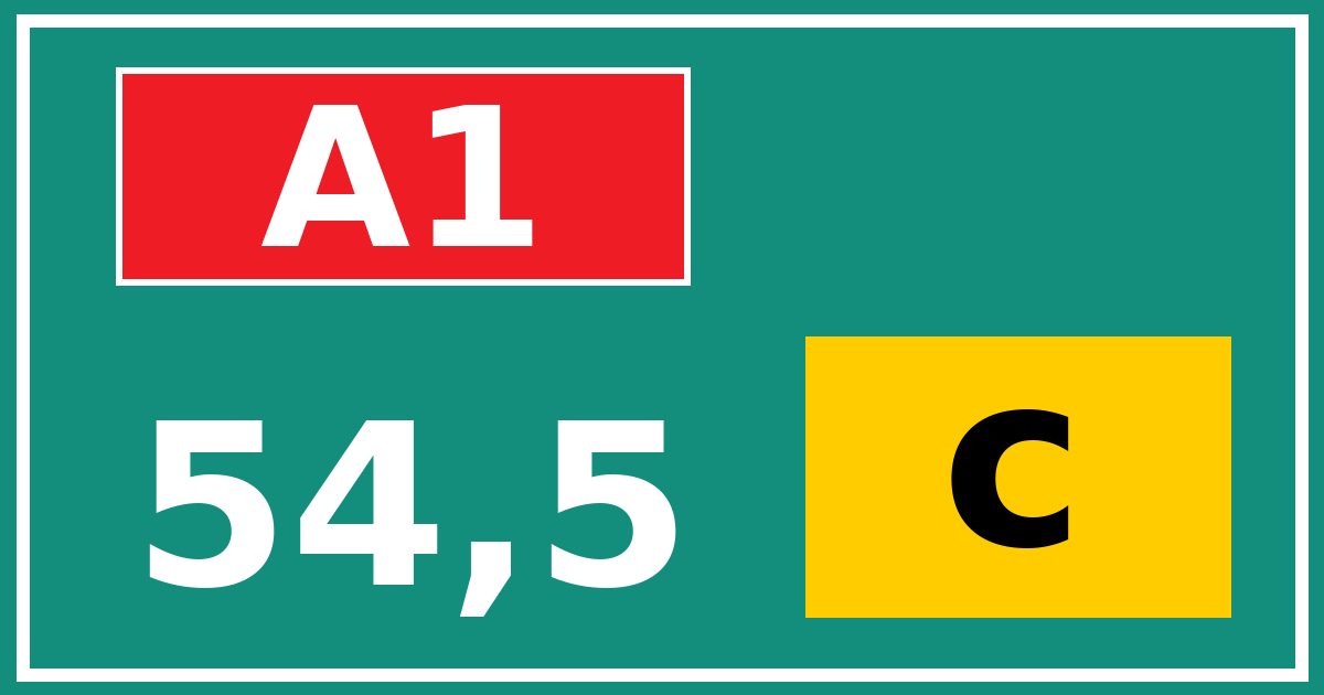 Hectometerbord A1 54,5 letter c