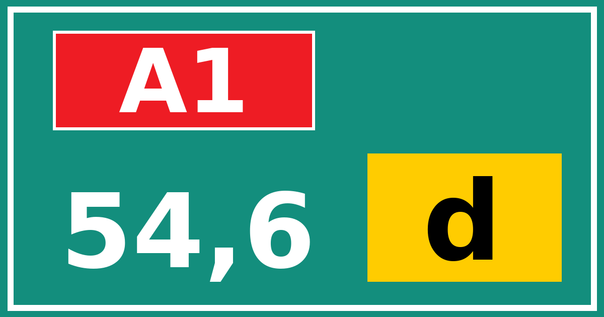 Hectometerbord A1 54,6 letter d