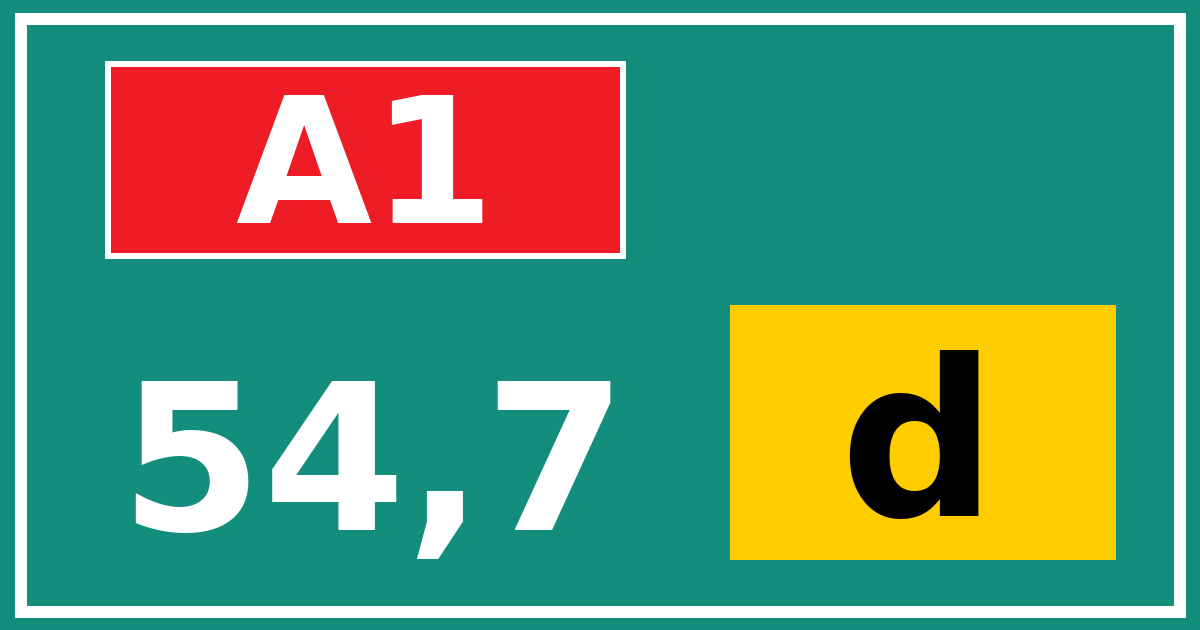 Hectometerbord A1 54,7 letter d