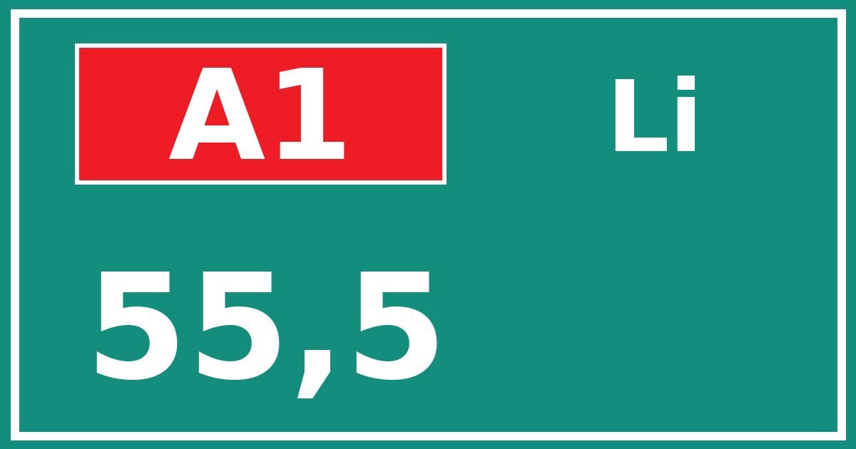 Hectometerbord A1 55,5 zijde Li