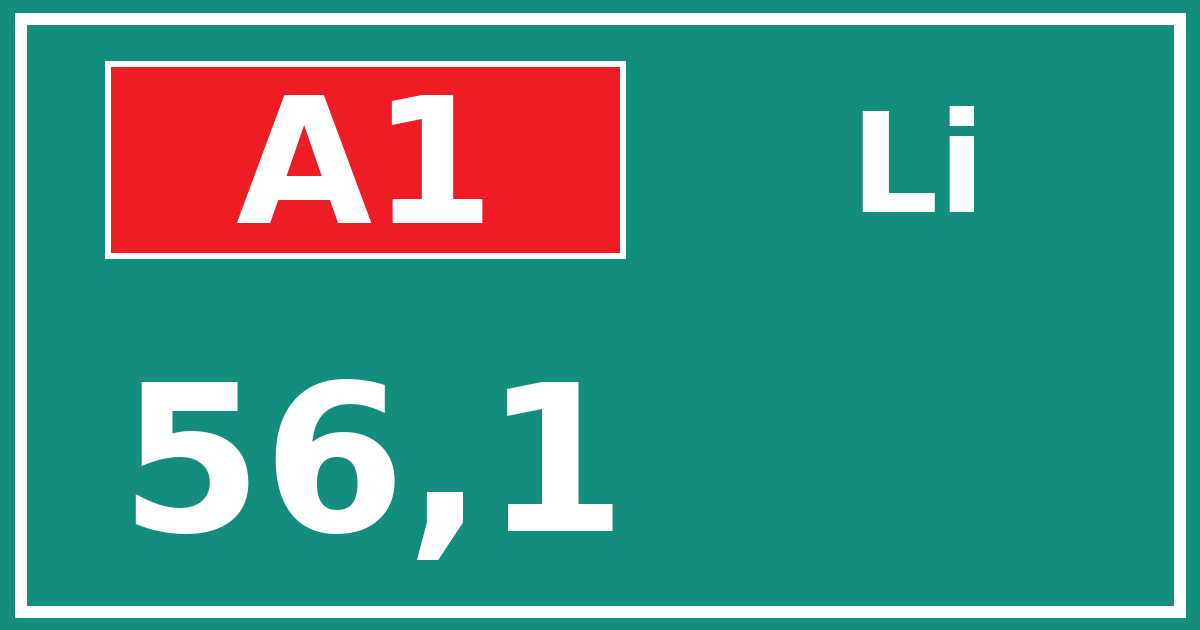 Hectometerbord A1 56,1 zijde Li