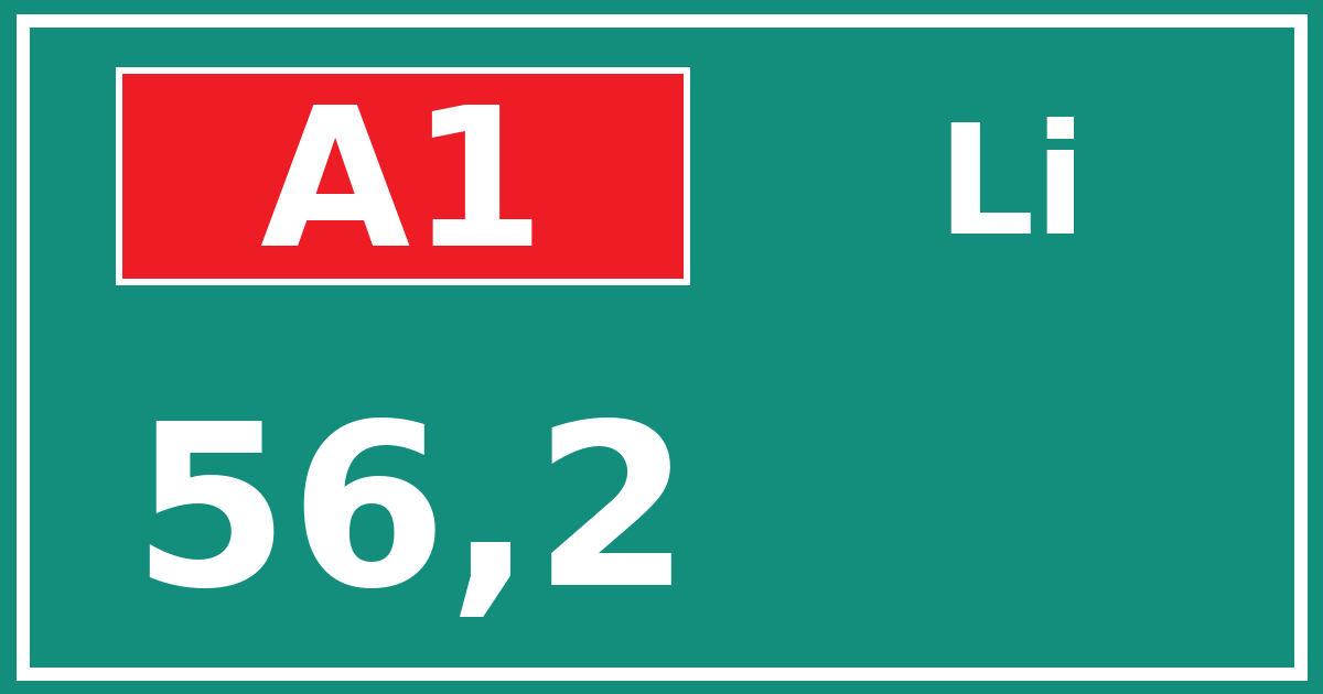 Hectometerbord A1 56,2 zijde Li