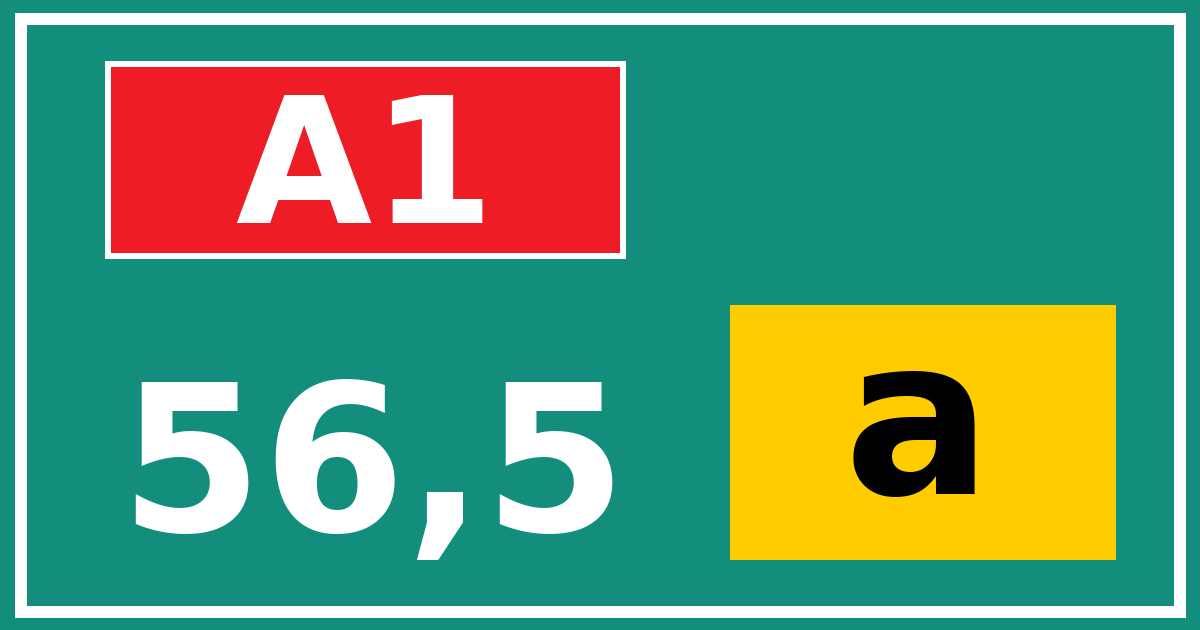 Hectometerbord A1 56,5 letter a