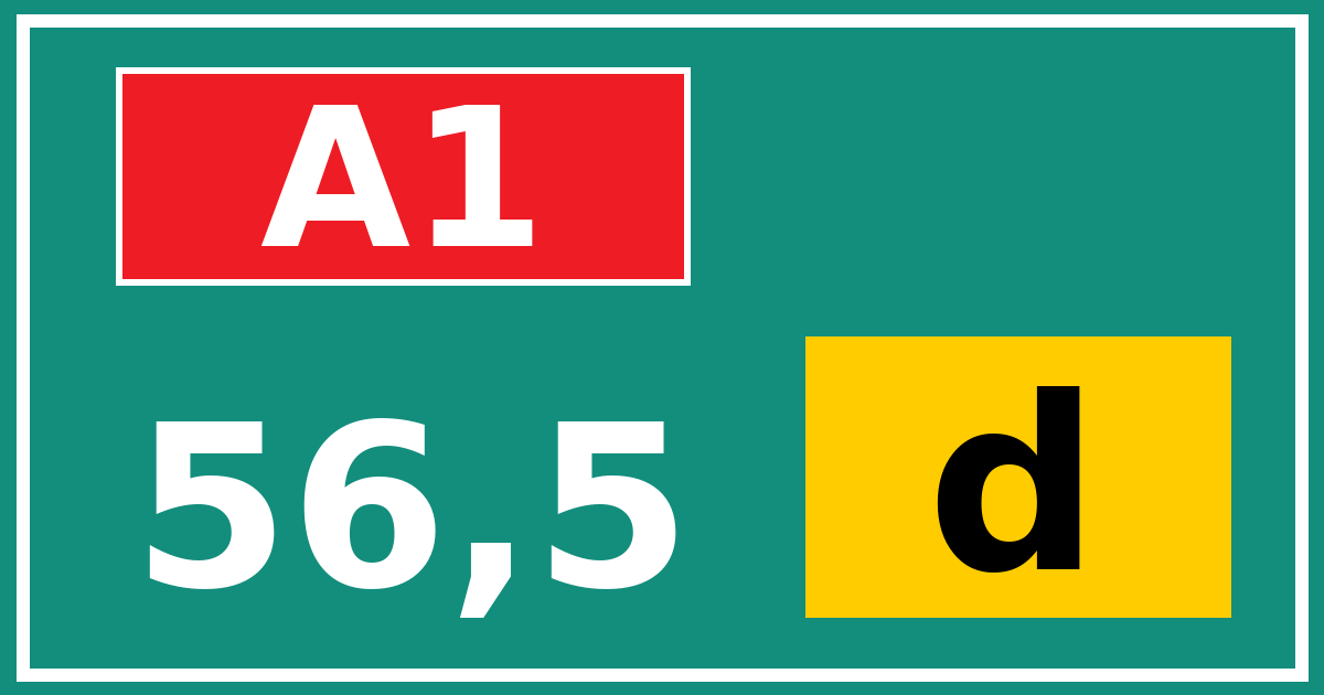 Hectometerbord A1 56,5 letter d