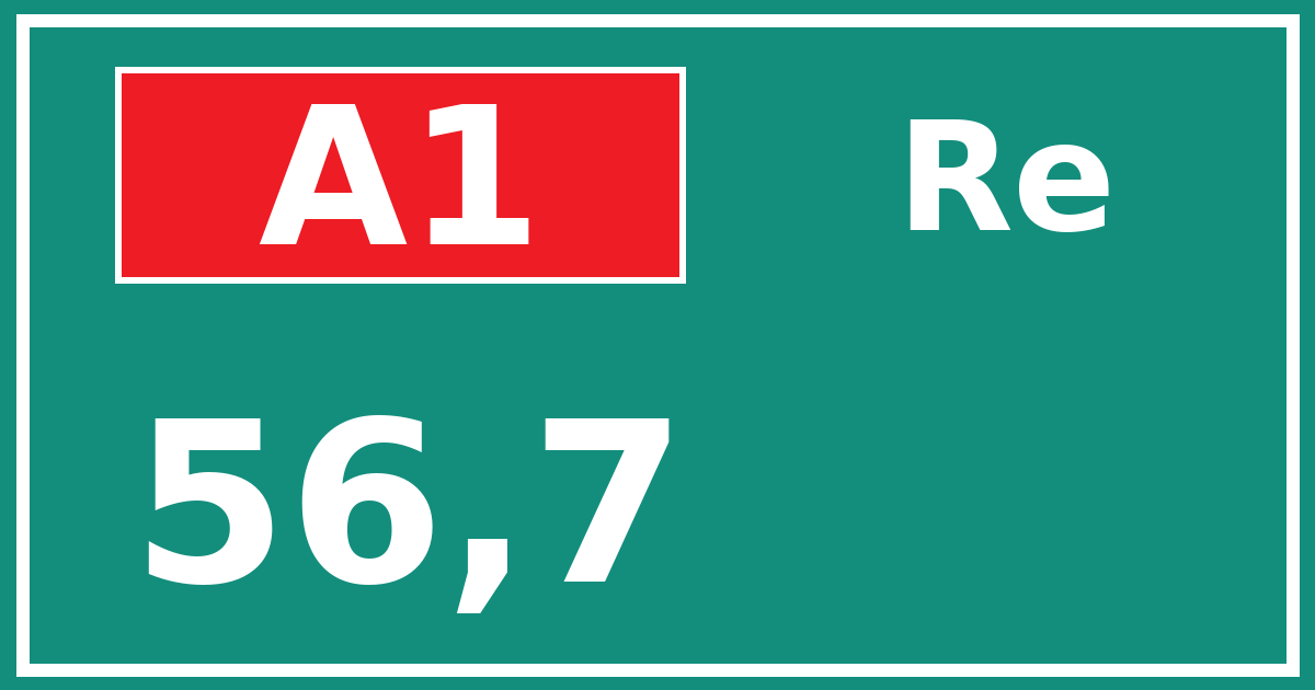 Hectometerbord A1 56,7 zijde Re
