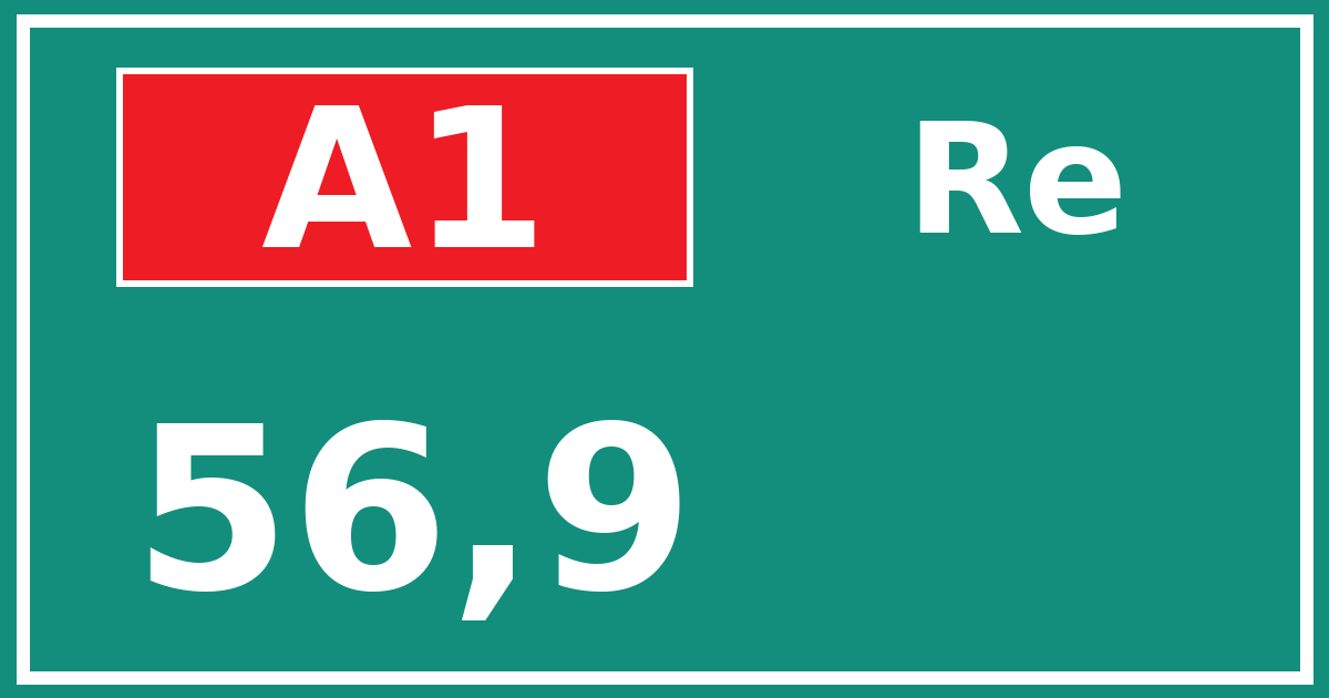 Hectometerbord A1 56,9 zijde Re