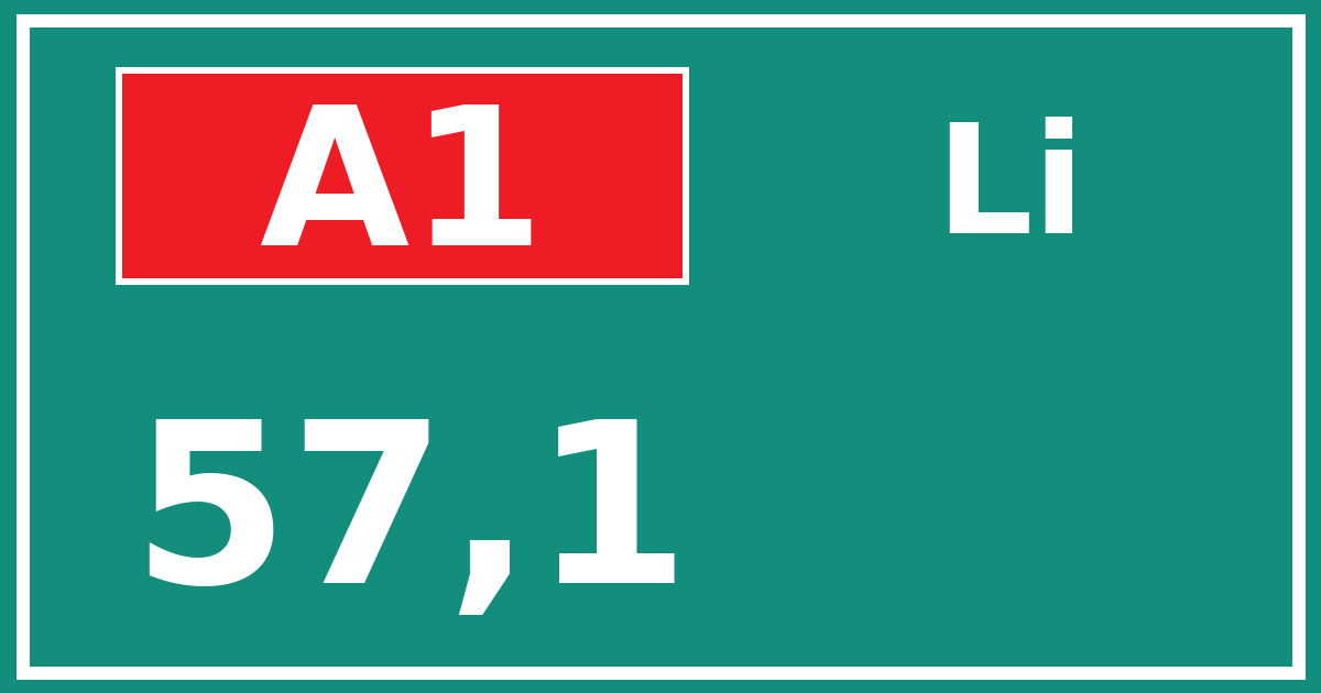 Hectometerbord A1 57,1 zijde Li