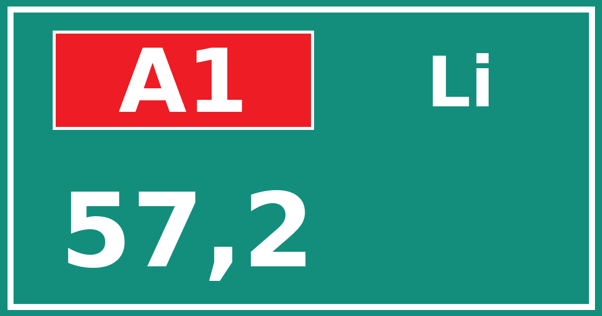 Hectometerbord A1 57,2 zijde Li