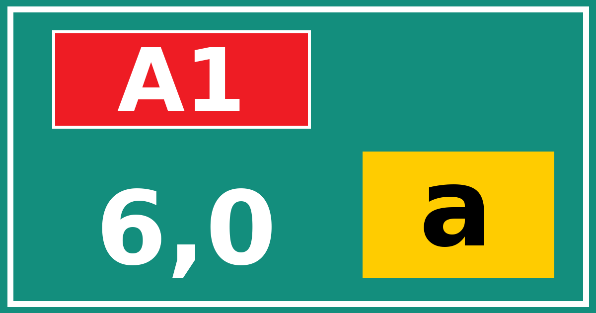 Hectometerbord A1 6,0 letter a