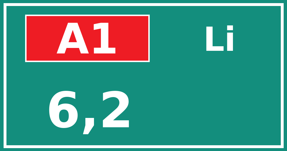 Hectometerbord A1 6,2 zijde Li