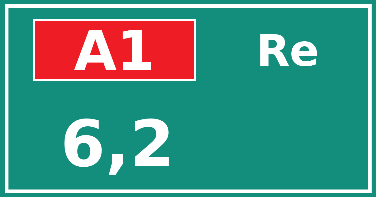 Hectometerbord A1 6,2 zijde Re
