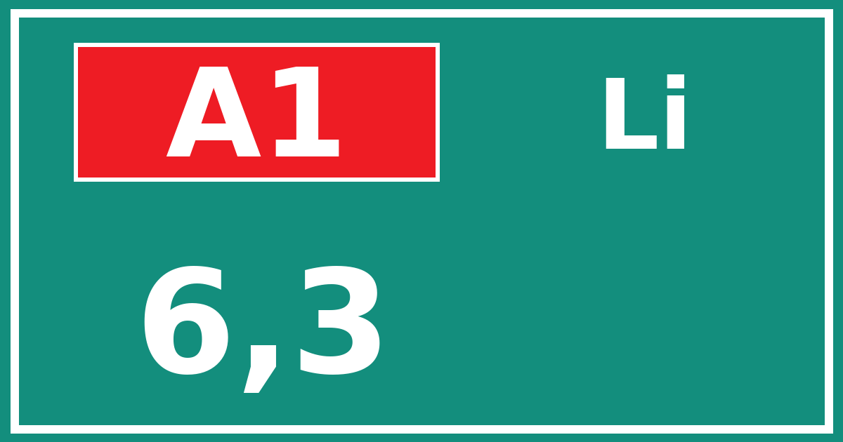 Hectometerbord A1 6,3 zijde Li