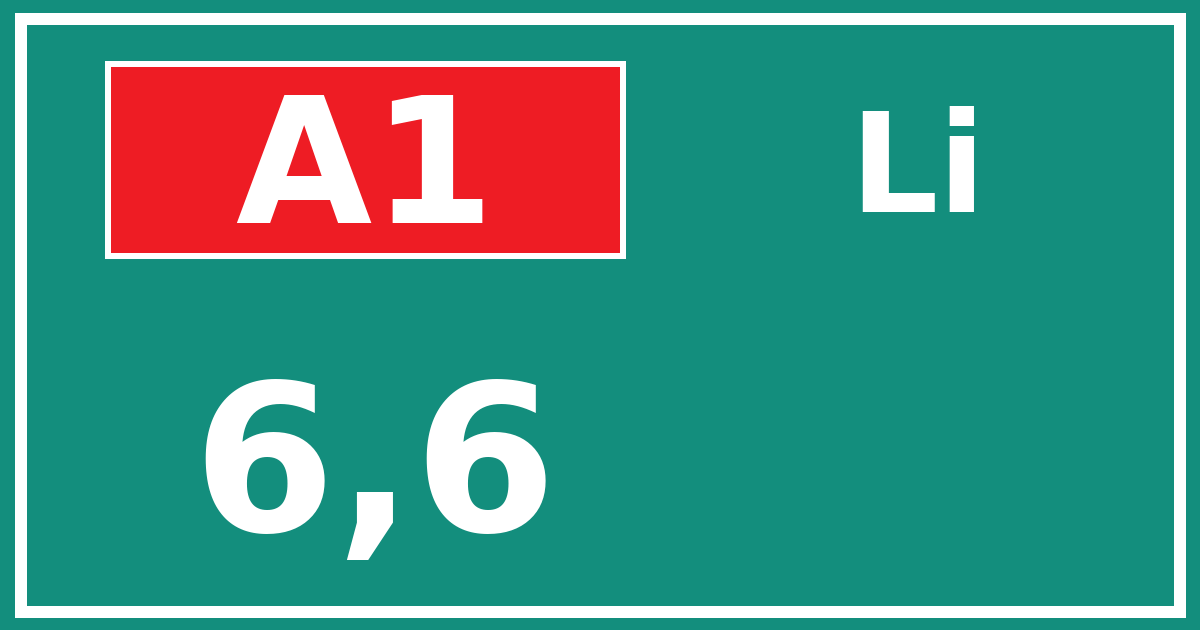Hectometerbord A1 6,6 zijde Li