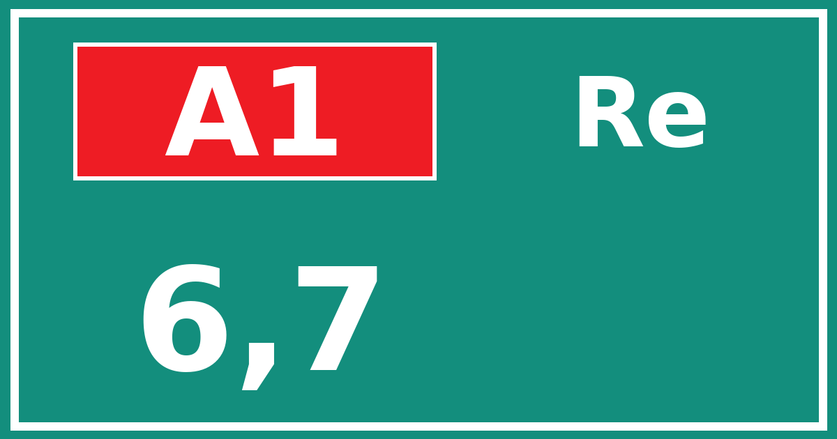 Hectometerbord A1 6,7 zijde Re
