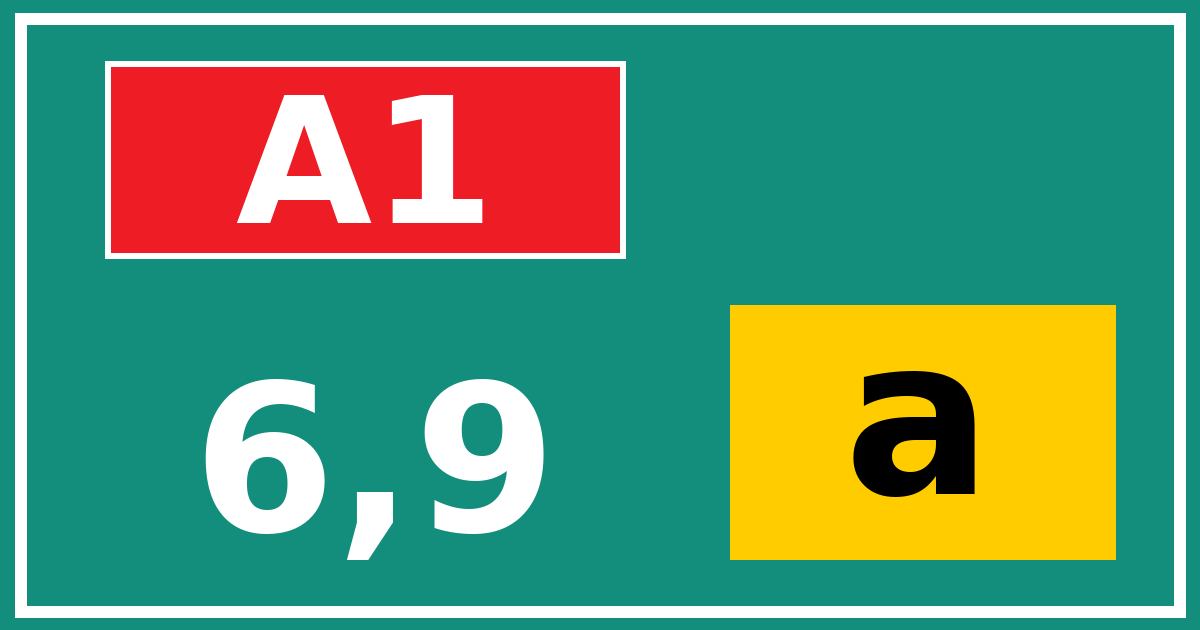 Hectometerbord A1 6,9 letter a