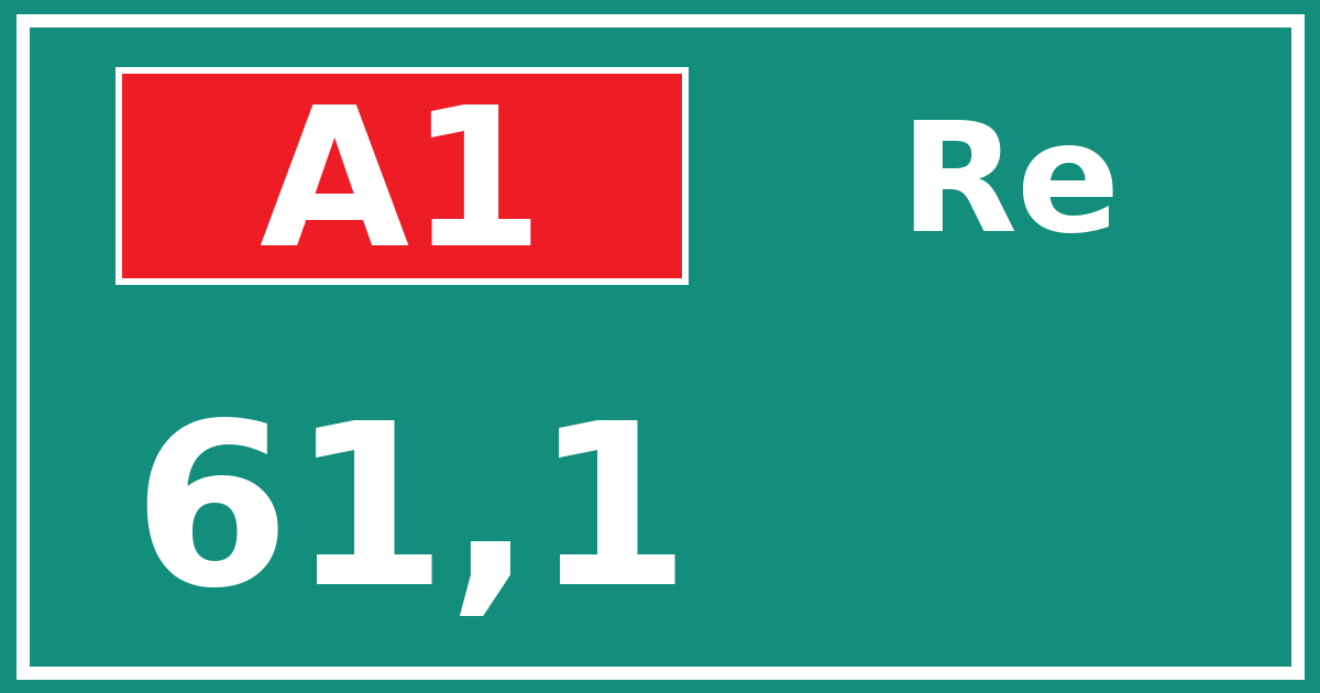 Hectometerbord A1 61,1 zijde Re