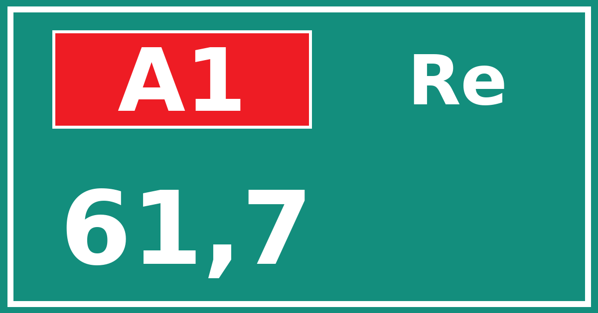 Hectometerbord A1 61,7 zijde Re