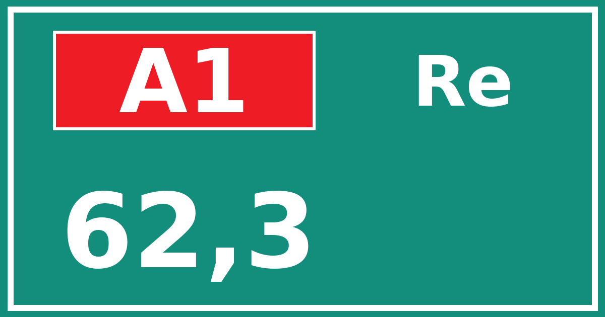 Hectometerbord A1 62,3 zijde Re