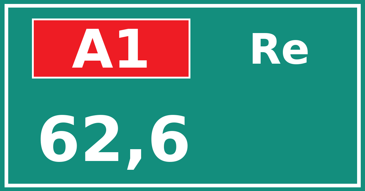 Hectometerbord A1 62,6 zijde Re