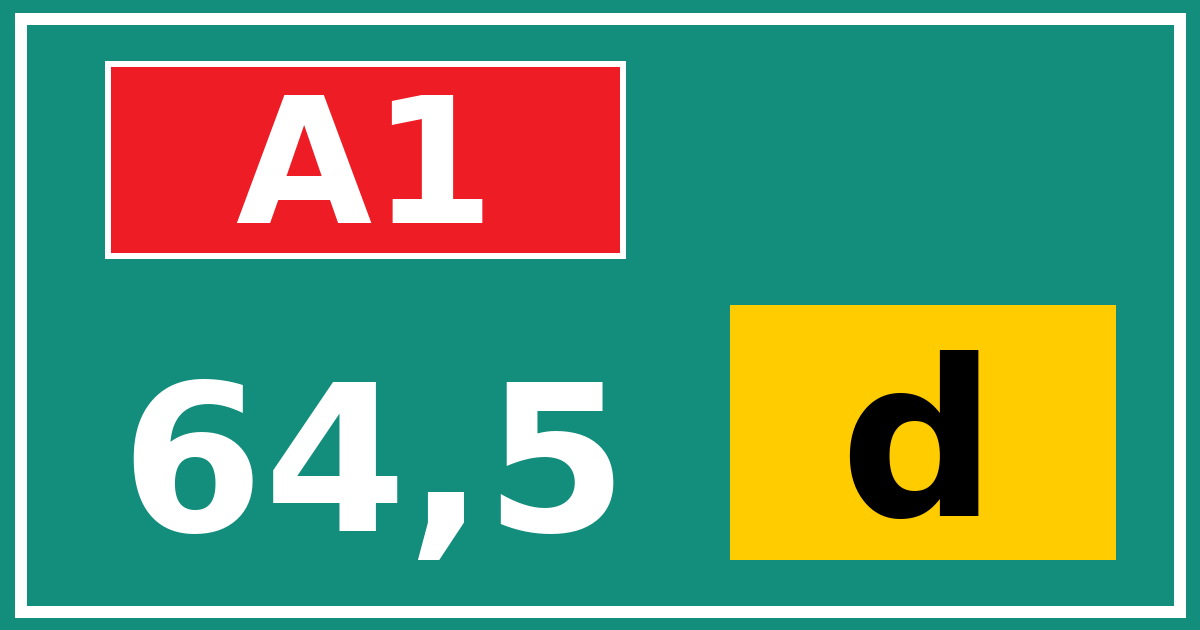 Hectometerbord A1 64,5 letter d