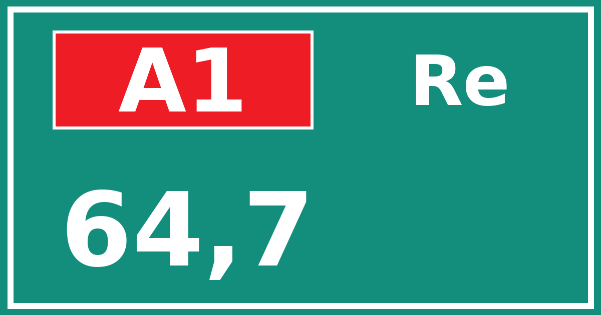 Hectometerbord A1 64,7 zijde Re
