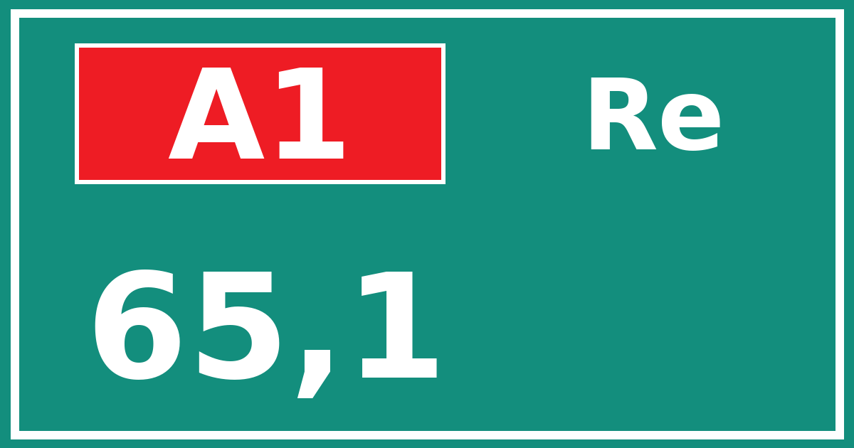 Hectometerbord A1 65,1 zijde Re