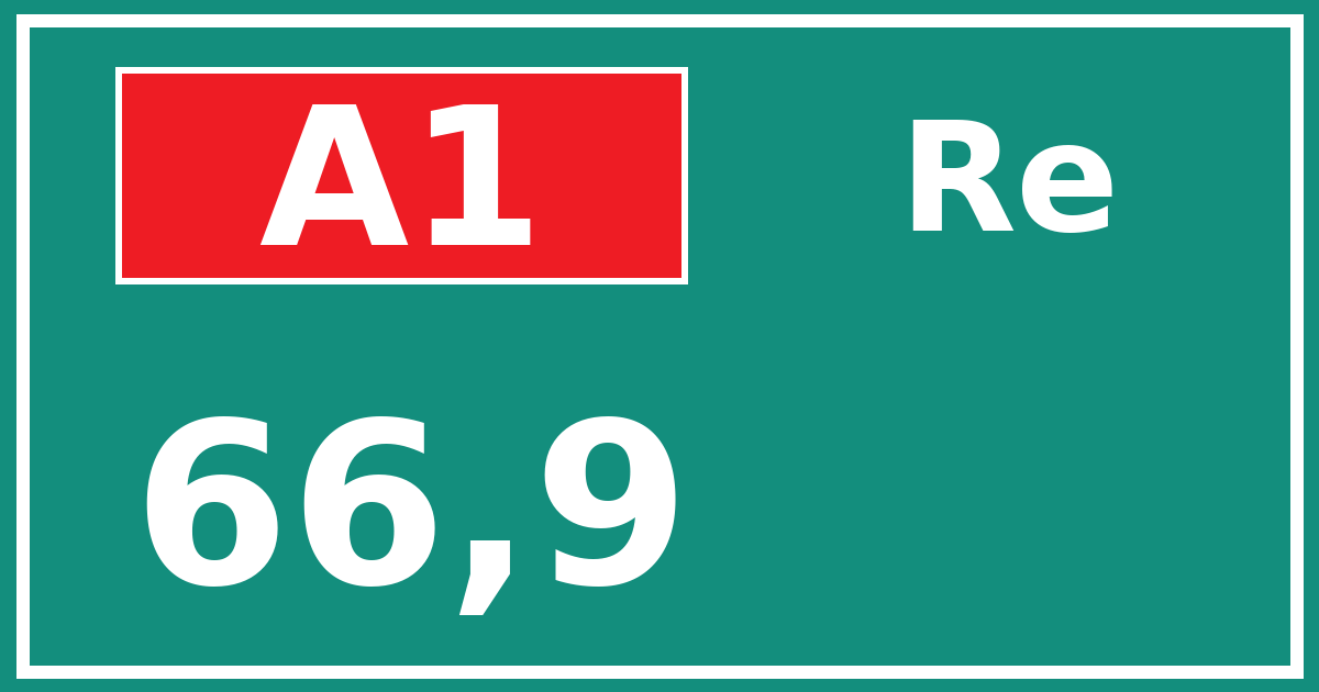 Hectometerbord A1 66,9 zijde Re