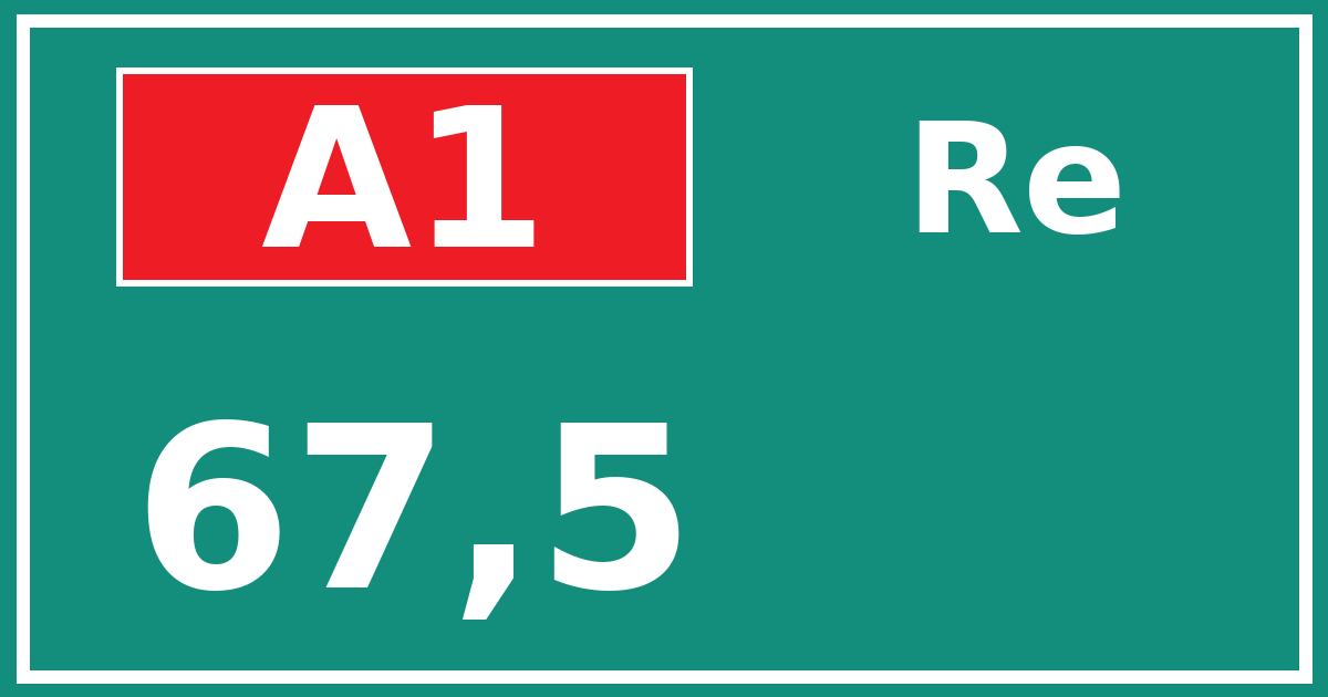 Hectometerbord A1 67,5 zijde Re