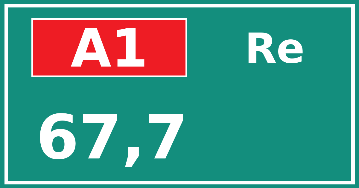 Hectometerbord A1 67,7 zijde Re