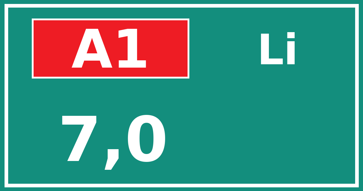 Hectometerbord A1 7,0 zijde Li