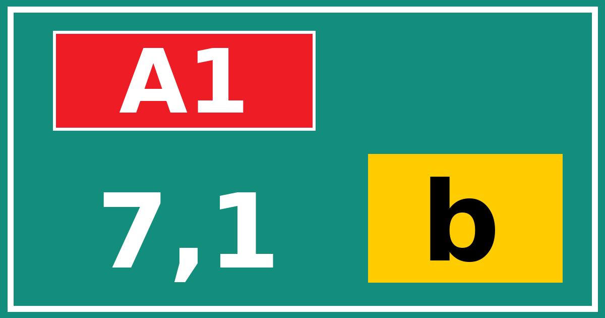 Hectometerbord A1 7,1 letter b