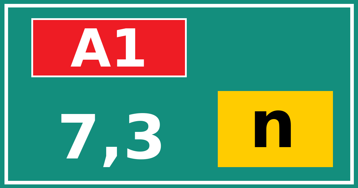Hectometerbord A1 7,3 letter n