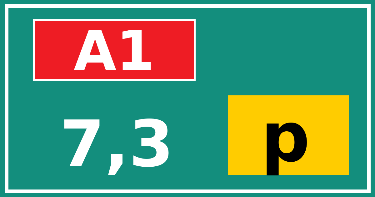 Hectometerbord A1 7,3 letter p