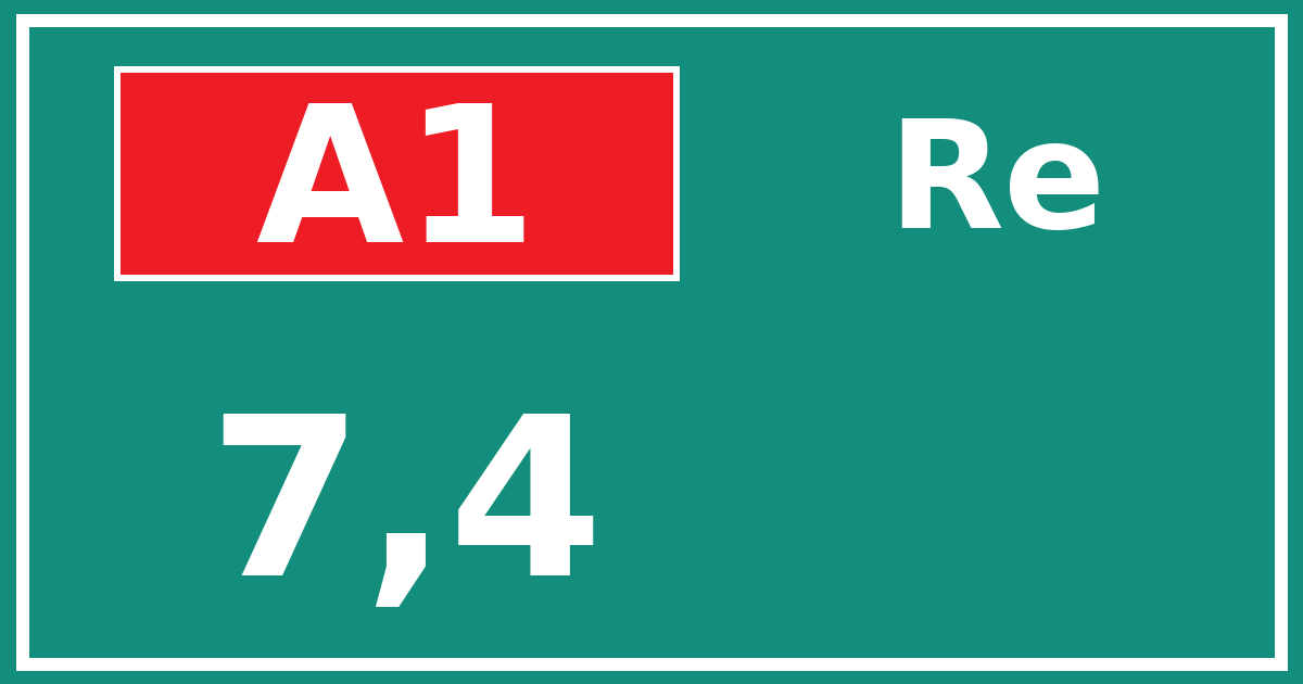 Hectometerbord A1 7,4 zijde Re