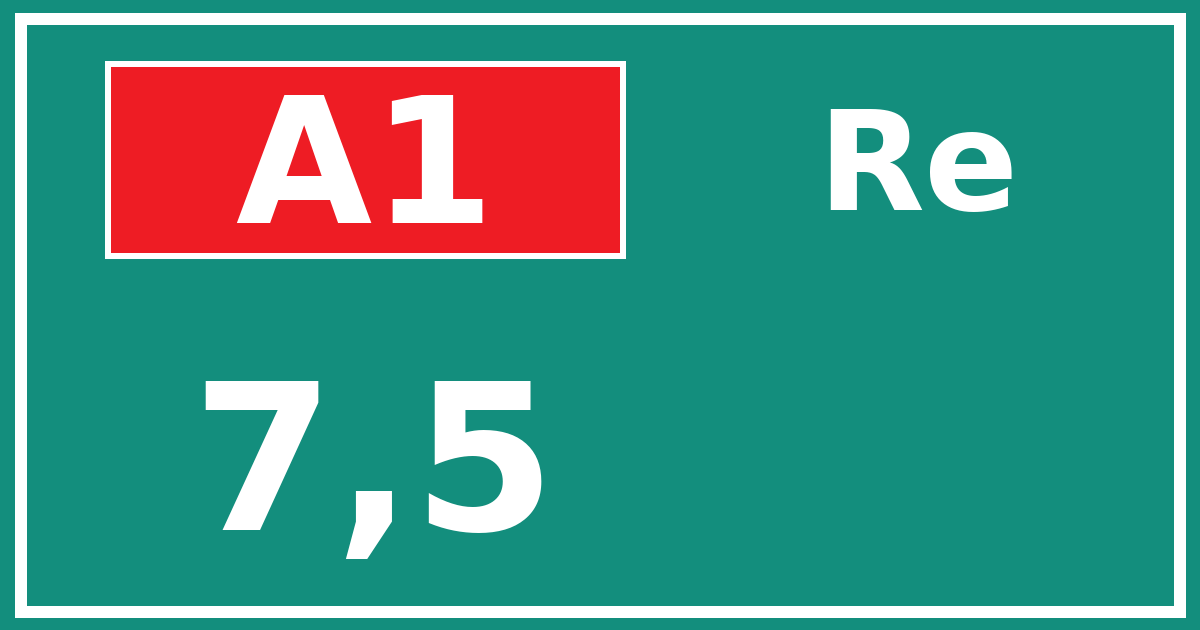 Hectometerbord A1 7,5 zijde Re