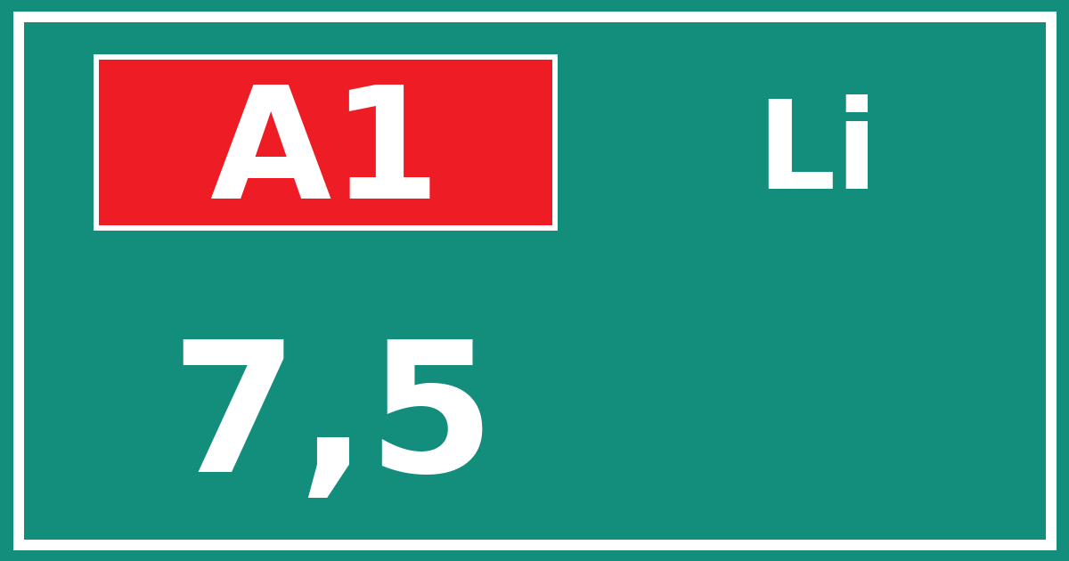 Hectometerbord A1 7,5 zijde Li